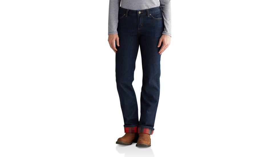 Carhartt Original Fit Blaine Flannel Lined Jean for Womens, Midnight Sky, 4/Short 102729-464-SHT-4