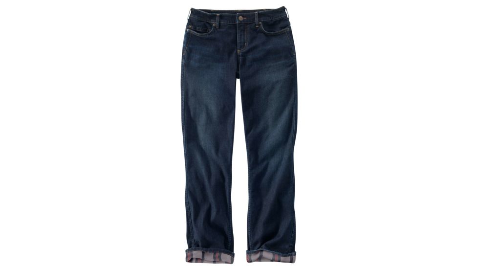 Carhartt Original Fit Blaine Flannel Lined Jean for Womens, Midnght Sky/Storm Frnt Gry, 2/Regular 102729-982-REG-2