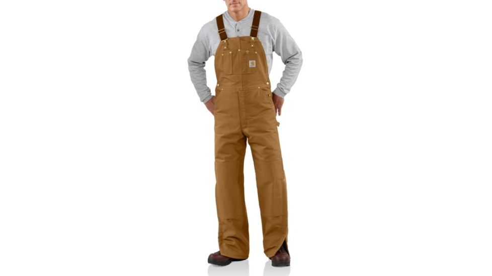 Carhartt Quilt Lined Duck Bib Overalls - Mens-Carhartt Brown-32 Waist-Regular Inseam