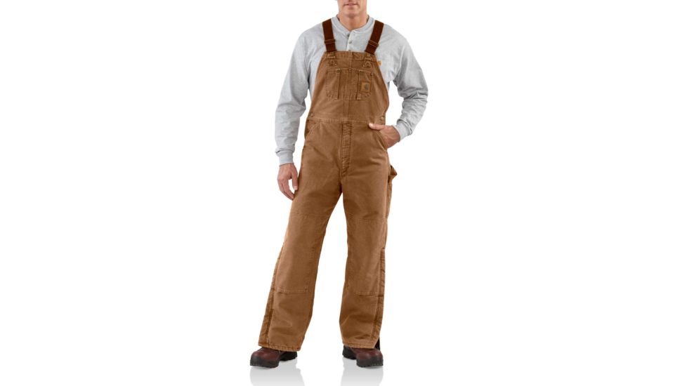Carhartt Quilt Lined Sandstone Bib Overall for Mens, Carhartt Brown, 34/28 R27-211-28-34
