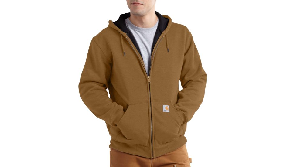 Carhartt Rain Defender Rutland Thrermal Lined Hooded Zip-Front Sweatshirt for Mens, Carhartt Brown, Extra Large/Regular 100632-211-REG-XL