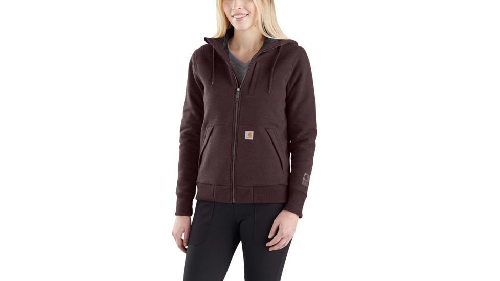 Carhartt Rain Defender Rockland Quit-Lined Full Zip Hooded Sweatshirt-Women's, Fudge Heather, Medium, Regular, 103242-518-REG-M