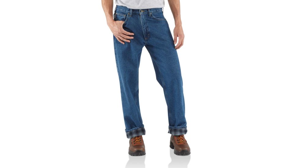 Carhartt Relaxed Fit Straight Leg Flannel Lined Pants for Mens, Darkstone, 29/32 B172-DST-32-29
