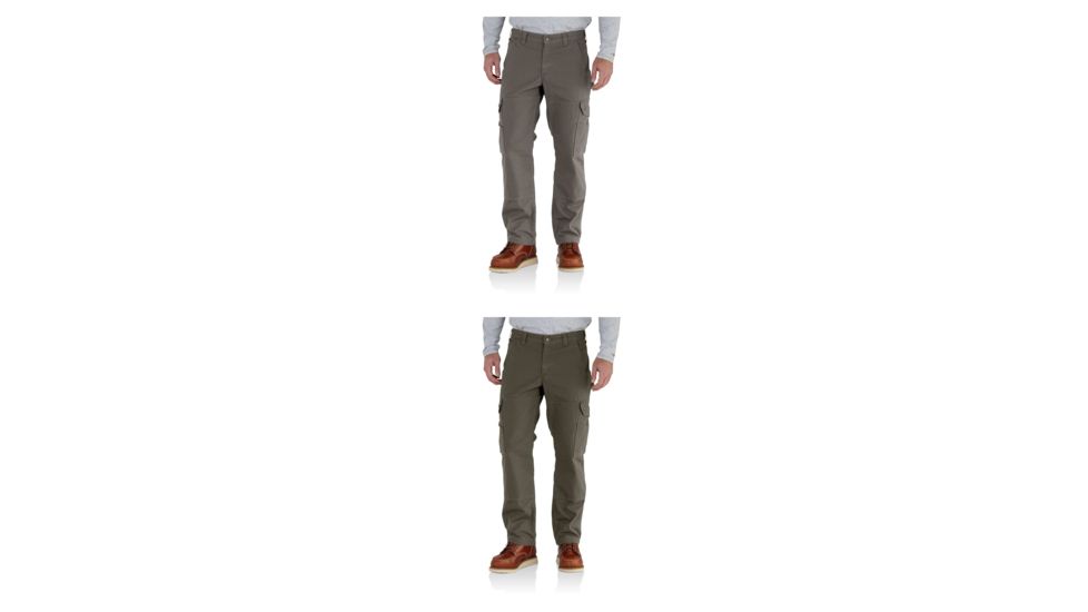 Carhartt Ripstop Cargo Work Pant Flannel Lined for Mens, Gravel, Moss