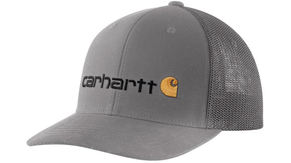 Carhartt Rugged Flex Canvas Mesh-Back Fitted Logo Graphic Cap - Mens, Asphalt, Large/Extra Large, 104192-APH-LXL