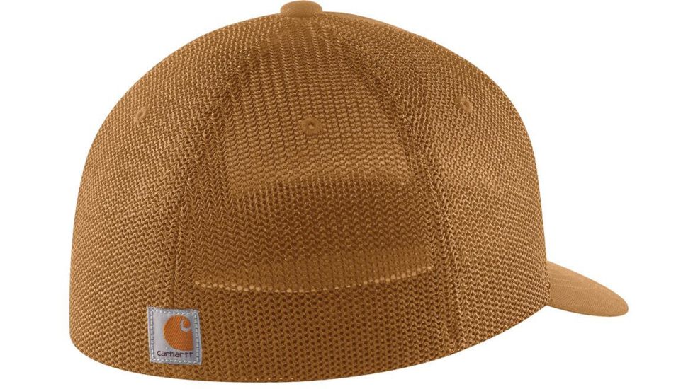 Carhartt Rugged Flex Canvas Mesh-Back Fitted Logo Graphic Cap - Mens, Carhartt Brown, Medium/Large, 104192-BRN-M/L