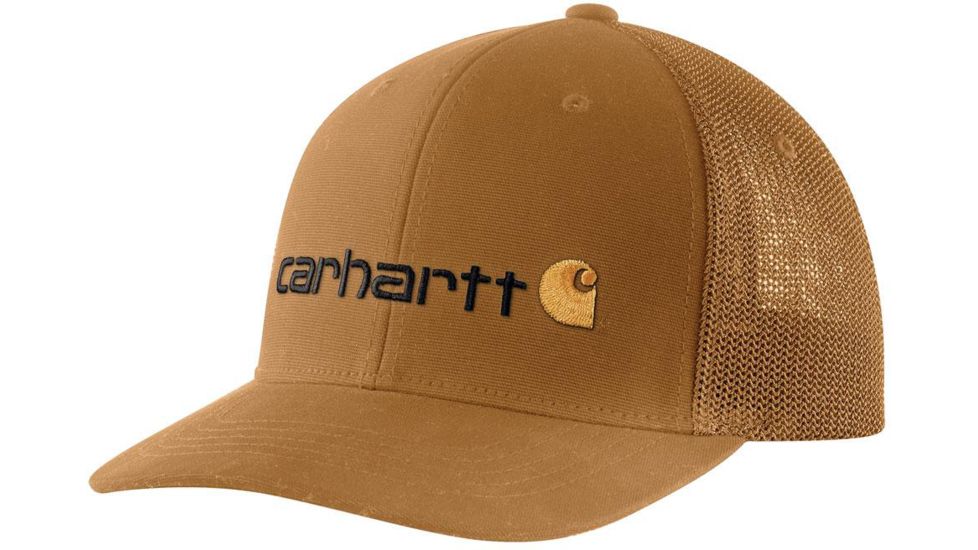Carhartt Rugged Flex Canvas Mesh-Back Fitted Logo Graphic Cap - Mens, Carhartt Brown, Medium/Large, 104192-BRN-M/L