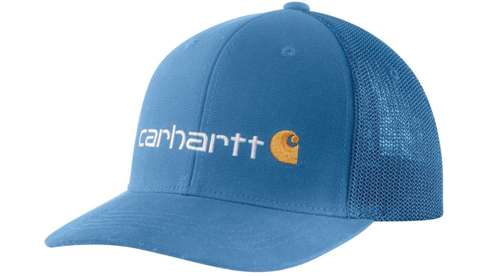 Carhartt Rugged Flex Canvas Mesh-Back Fitted Logo Graphic Cap - Mens, French Blue, Medium/Large, 104192-FHB-M/L