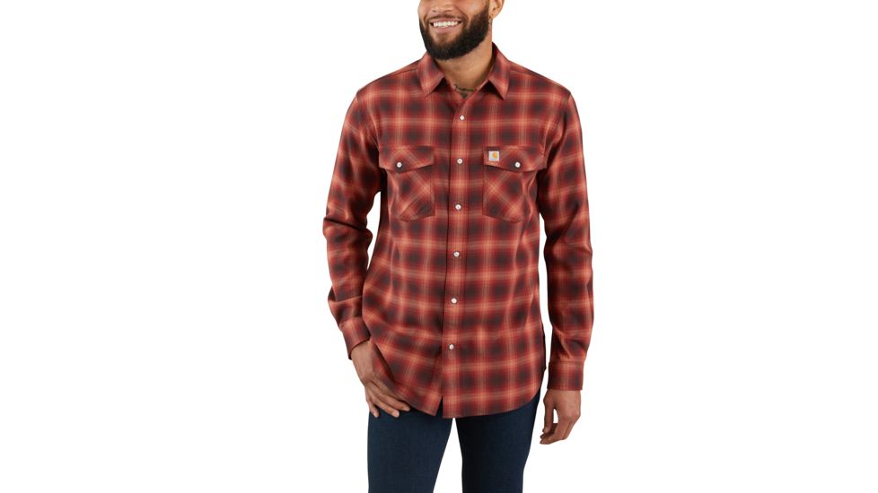 Carhartt Rugged Flex Hamilton Snap Front Plaid - Mens, Henna, Large, 103855-R00-REG-L