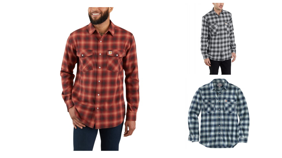 Carhartt Rugged Flex Hamilton Snap Front Plaid - Men's, Henna, Shadow, Twilight