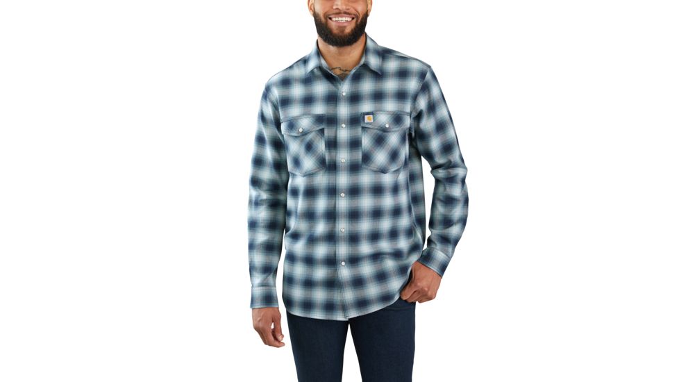 Carhartt Rugged Flex Hamilton Snap Front Plaid - Mens, Twilight, Large, 103855-973-REG-L