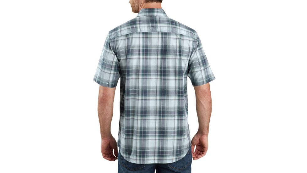 Carhartt Rugged Flex Lightweight Short-Sleeve Snap-Front Plaid Shirt - Mens, Bluestone, Extra Large, 104171-BLS-REG-XL
