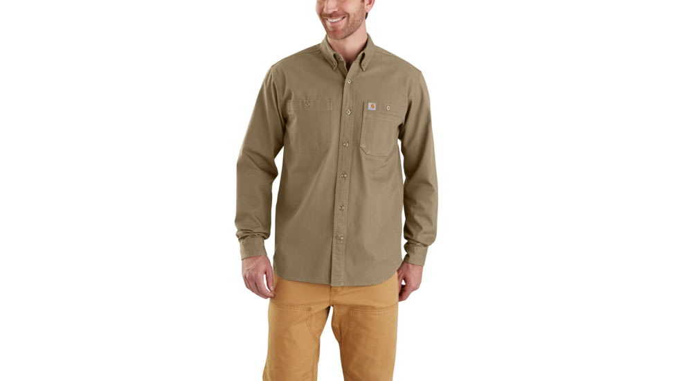 Carhartt Rugged Flex Rigby Long Sleeve Work Shirt - Men's, Dark Khaki, Small, Regular, 103321-253-REG-S