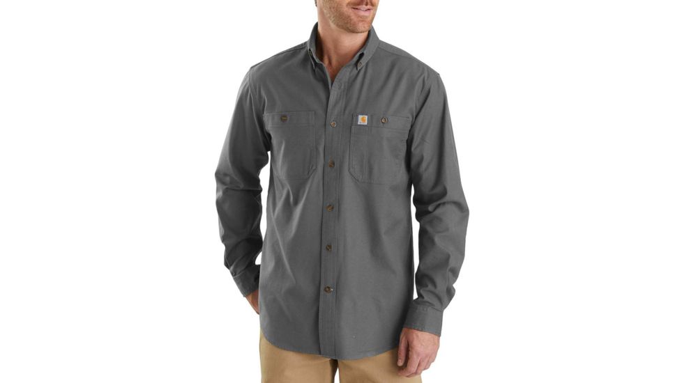 Carhartt Rugged Flex Rigby Long Sleeve Work Shirt - Mens, Gravel, Extra Large, 103554-039-REG-XL