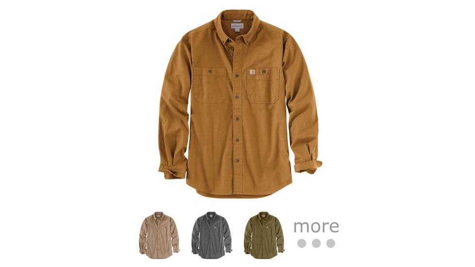 Carhartt Rugged Flex Rigby Long Sleeve Work Shirt - Men's, Carhartt Brown, Dark Khaki, Gravel, Military Olive, Navy, Port