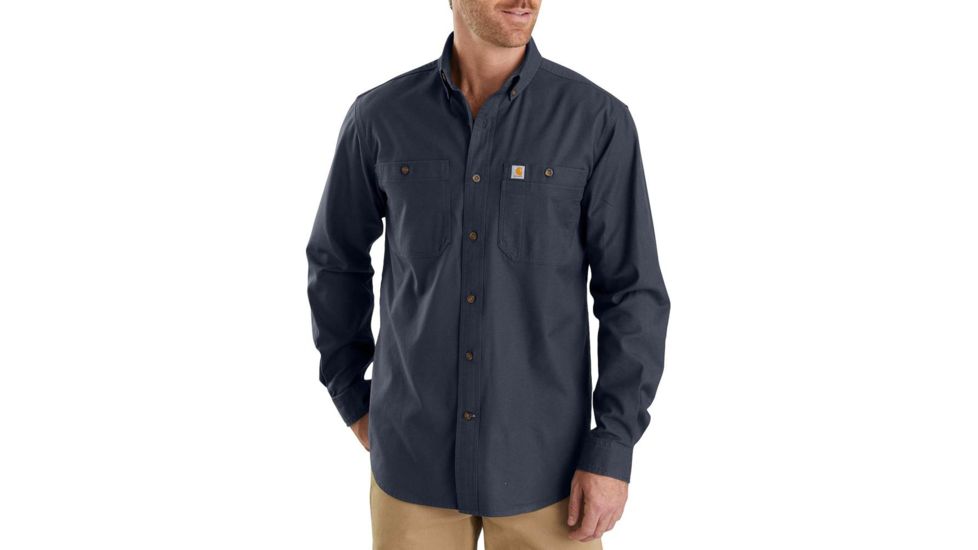 Carhartt Rugged Flex Rigby Long Sleeve Work Shirt - Mens, Navy, Small, 103554-412-REG-S