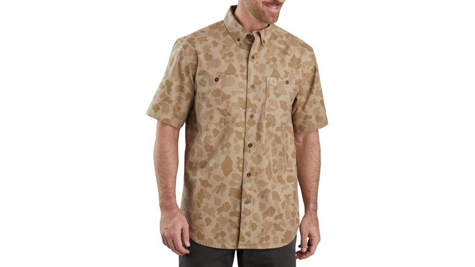 Carhartt Rugged Flex Rigby Short-Sleeve Work Shirt - Mens, Dark Khaki Duck Camo, Large, 103555-255-REG-L