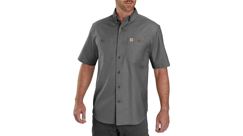Carhartt Rugged Flex Rigby Short Sleeve Work Shirt - Mens, Gravel, Medium, 103555-039-REG-M