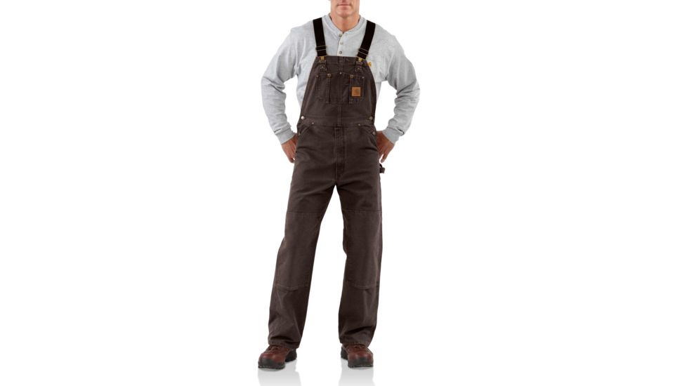 Carhartt Sandstone Bib Overall for Mens, Dark Brown, 34/36 R06-DKB-36-34