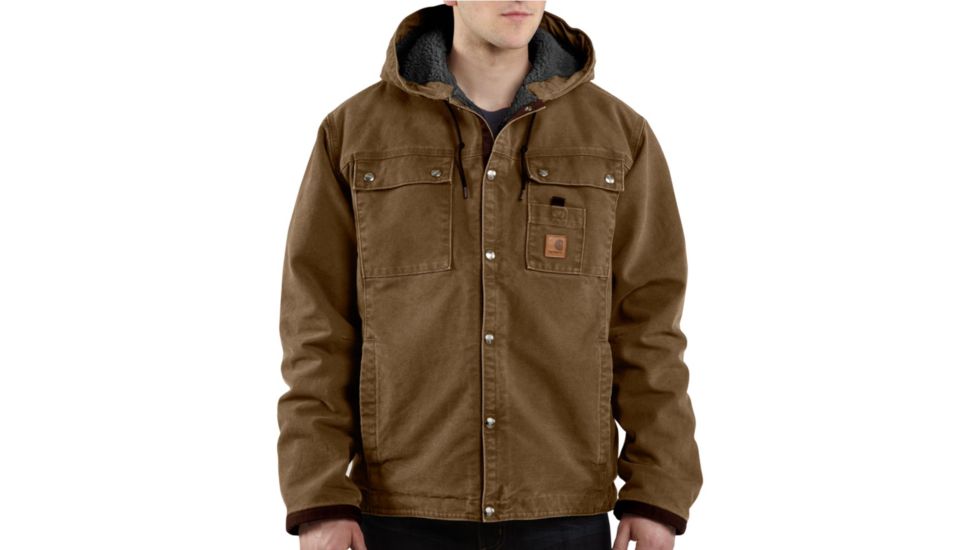 Carhartt Sandstone Hooded Multi Pocket Jacket Tall - Mens -Frontier Brown-Large