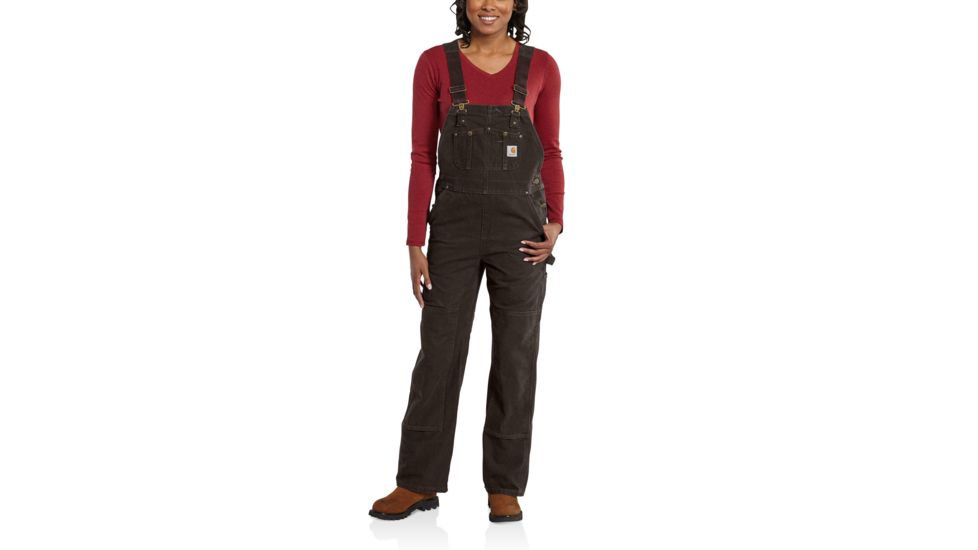 Carhartt Sandstone Unlined Bib Overall for Womens, Dark Brown, Small/30 102357-201-30-S