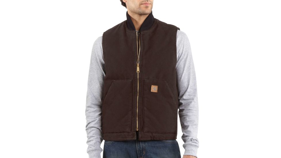 Carhartt Sandstone Vest for Mens, Dark Brown, Small/Regular V02-DKB-REG-SML