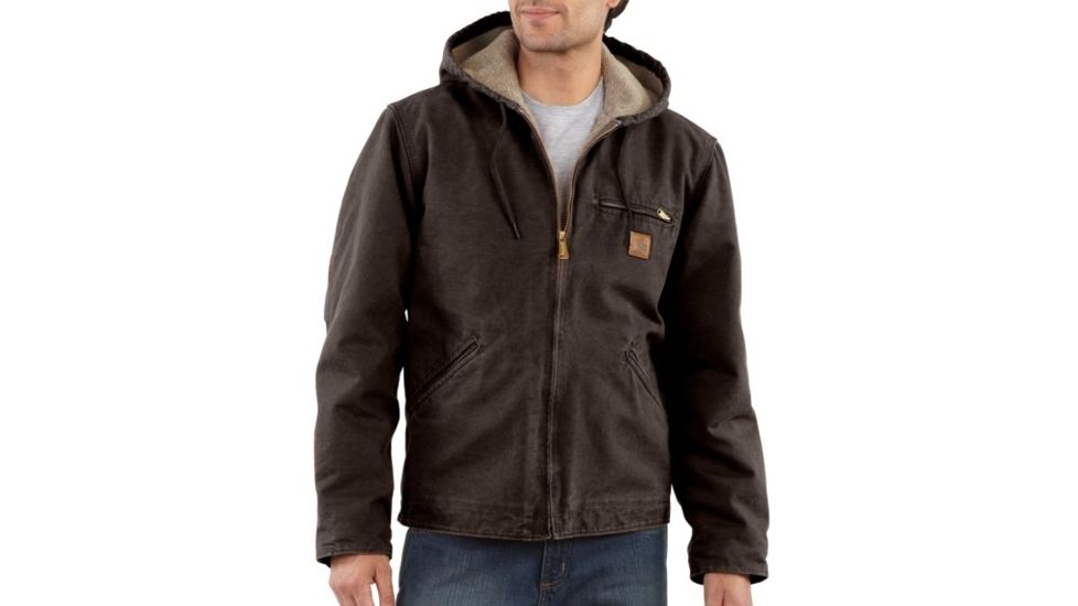 Carhartt Sherpa Lined Sandstone Sierra Jacket - Men's -Dark Brown-Medium
