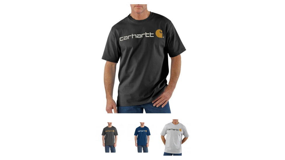 Carhartt Shortsleeve Logo T-Shirt - Mens, Black, Carbon Heather, Dark Cobalt Blue Heather, Heather Grey