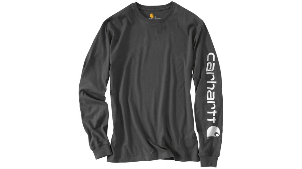 Carhartt Signature Logo Long Sleeve T-Shirt - Men's -Charcoal-Large