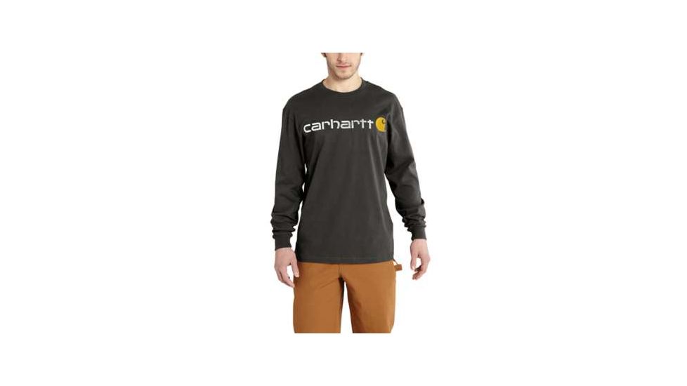 Carhartt Signature Logo MW Jersey LS T-shirt Gphc - Mens, Peat, M-REG, K298-306-REG-MED