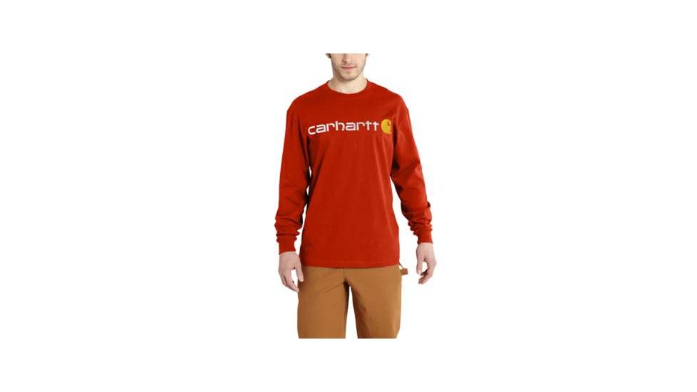 Carhartt Signature Logo MW Jersey LS T-shirt Gphc - Mens, Rustic Orange Heather, XXL-REG, K298-807-REG-XXL