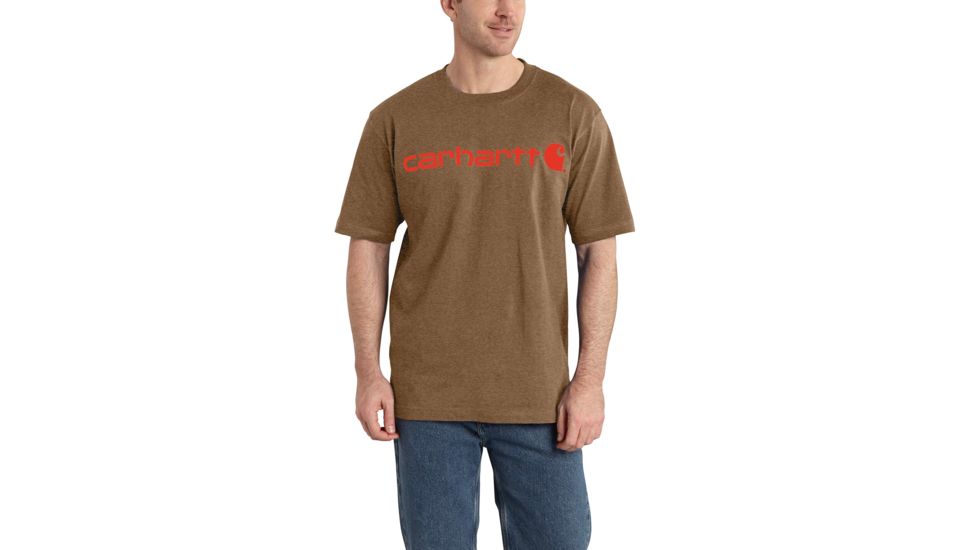 Carhartt Signature Logo Short Sleeve T-Shirt for Mens, Barrel Heather, 2XL/Regular K195-219-REG-XXL
