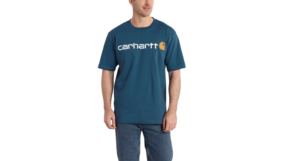 Carhartt Signature Logo Short Sleeve T-Shirt for Mens, Stream Blue, Extra Large/Tall K195-984-TLL-XLG