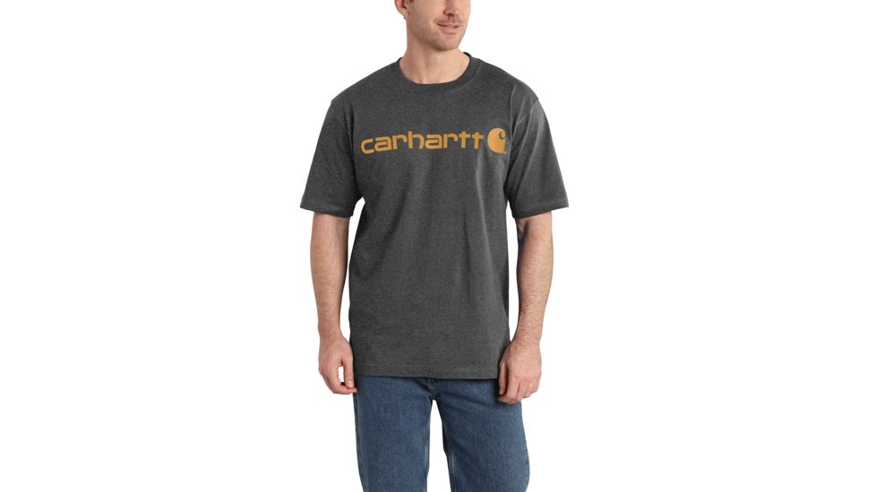 Carhartt Signature Logo Short Sleeve T-Shirt for Mens, Carbon Heather, Small/Regular K195-CRH-REG-SML