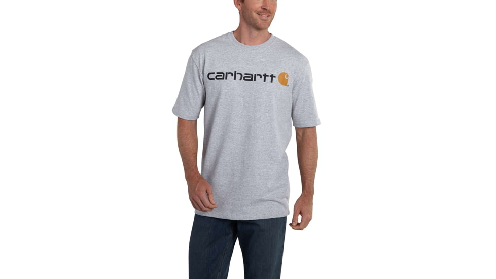 Carhartt Signature Logo Short Sleeve T-Shirt for Mens, Heather Gray, 2XL/Regular K195-HGY-REG-XXL