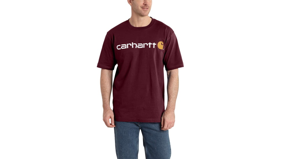 Carhartt Signature Logo Short Sleeve T-Shirt for Mens, Port, 3XL/Regular K195-PRT-REG-3XL