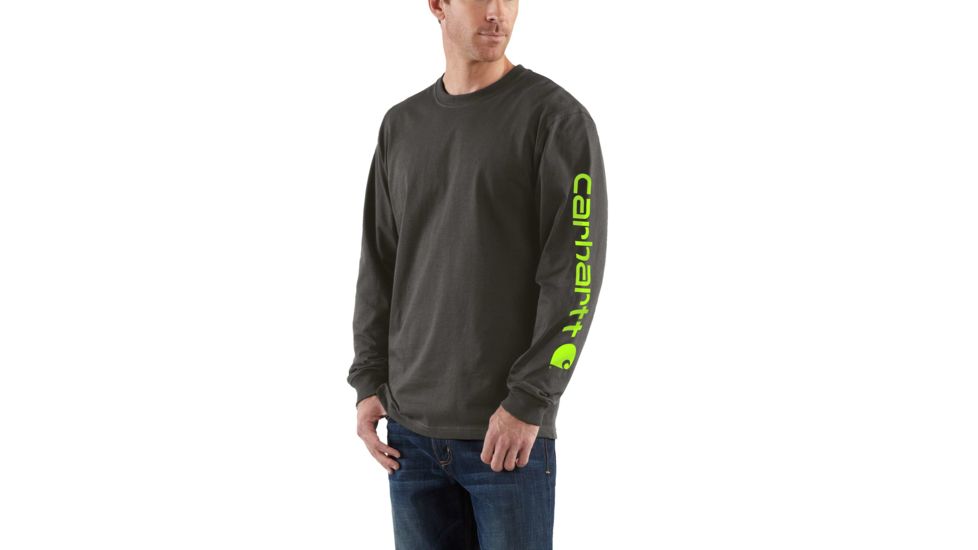 Carhartt Signature Sleeve Logo LS T-shirt Org Fit - Mens, Peat, M-REG K231-306-REG-MED