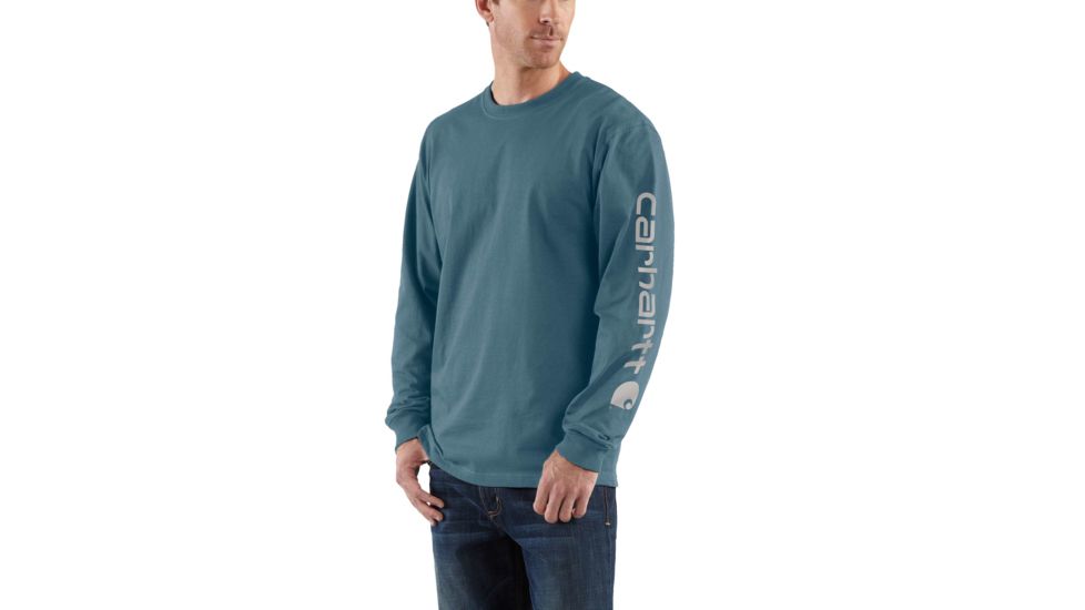 Carhartt Signature Sleeve Logo LS T-shirt Org Fit - Mens, Steel Blue, XXL-REG K231-437-REG-XXL