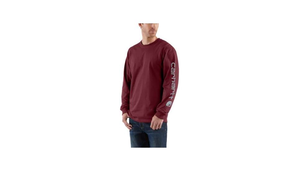 Carhartt Signature Sleeve Logo LS T-shirt Org Fit - Mens, Port, L-REG, K231-614-REG-LRG