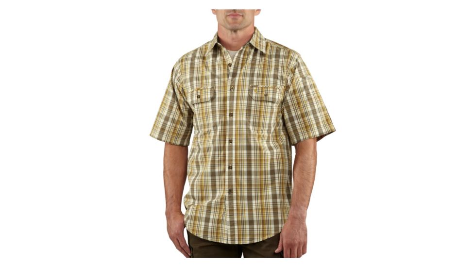 Carhartt Standish Plaid Shortsleeve Shirt - Men's-Amber Yellow-Medium