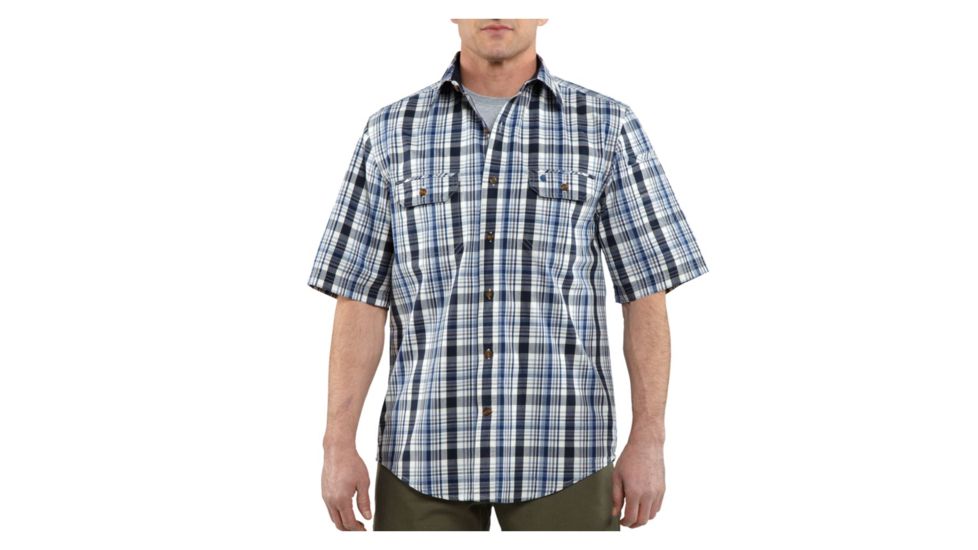 Carhartt Standish Plaid Shortsleeve Shirt - Men's-Dark Cobalt Blue-X-Large