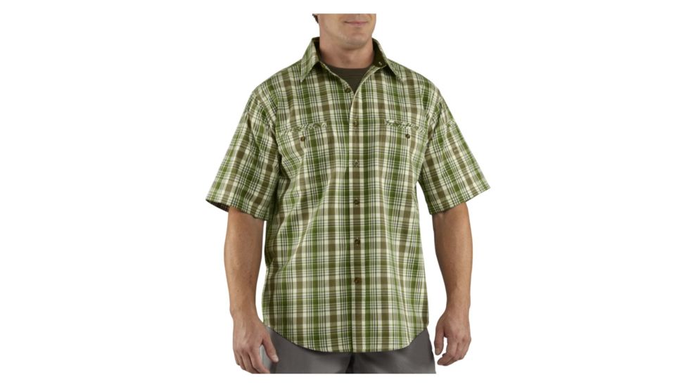 Carhartt Standish Plaid Shortsleeve Shirt - Men's-Forest Green-Large