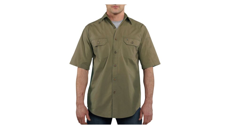 Carhartt Standish Solid Shortsleeve Shirt - Men's-Army Green-Large
