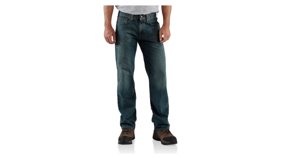 Carhartt Straight Leg Relaxed Fit Jean - Mens-Weathered Blue-Regular Inseam-36 Waist