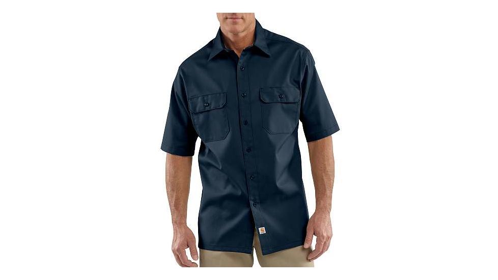 Carhartt Twill Short Sleeve Work Shirt for Mens, Navy, Small/Regular S223-NVY-REG-SML