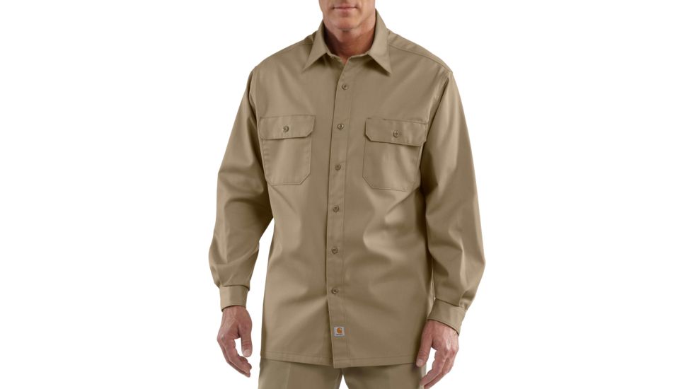 Carhartt Twill Work Shirt Long Sleeve Bfnt-Mens, Khaki, M-Tall, S224-KHI-TLL-M