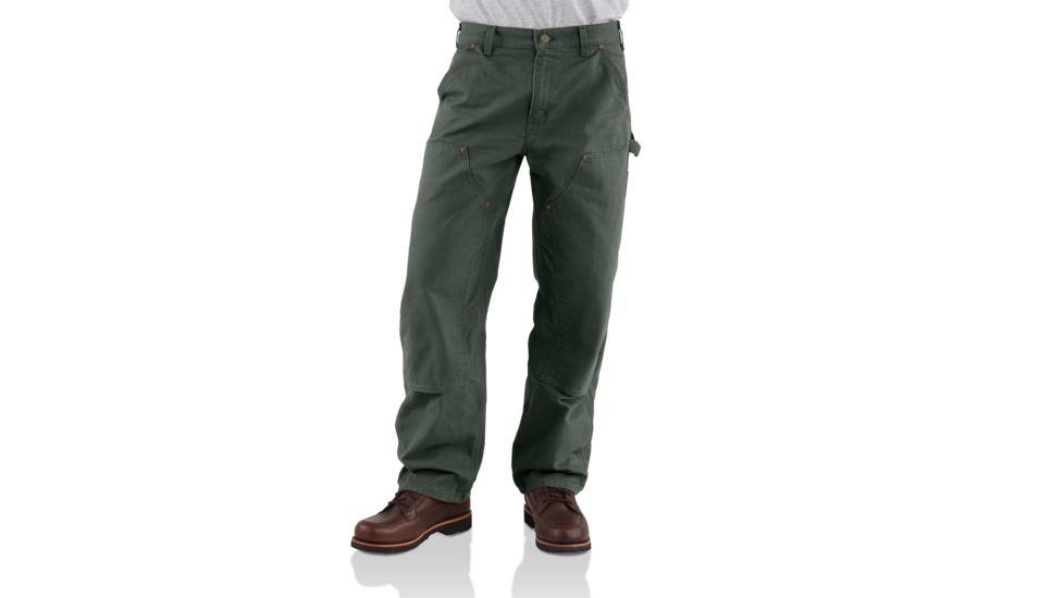 Carhartt Washed-Duck Double-Front Work Dungaree - Men's, Moss, 34-30, B136-MOS-34-30