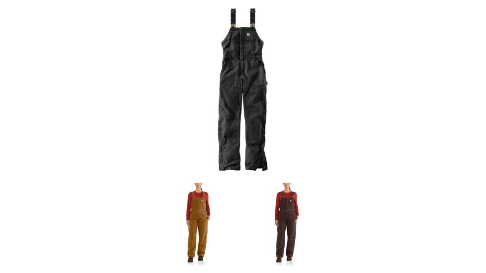 Carhartt Weathered Duck Wildwood Bib Overall for Womens, Black, Carhartt Brown, Dark Brown