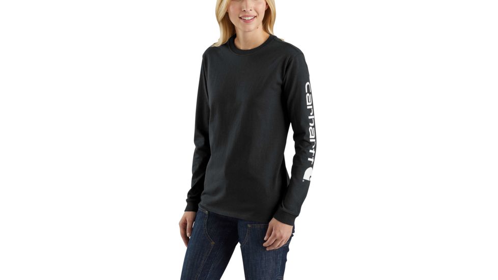 Carhartt WK231 Workwear Slv Logo Long Sleeve TShirt-Womens, Black, Medium, Regular, 103401-001-REG-M