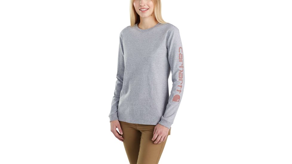 Carhartt WK231 Workwear Slv Logo Long Sleeve TShirt-Womens, Heather Gray, XSmall, Regular, 103401-034-REG-XS
